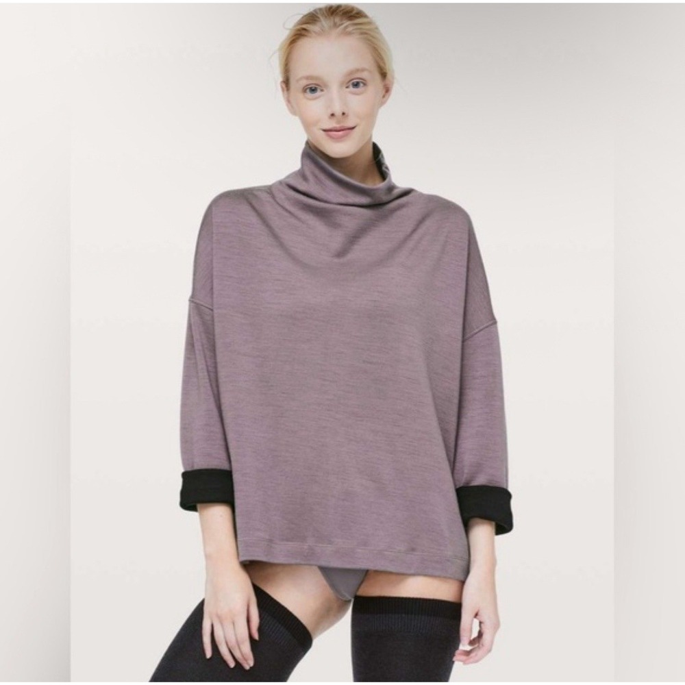 Lululemon Principal Dancer Funnel‎ Neck Sweater Lunar Rock Size 10 Athleisure